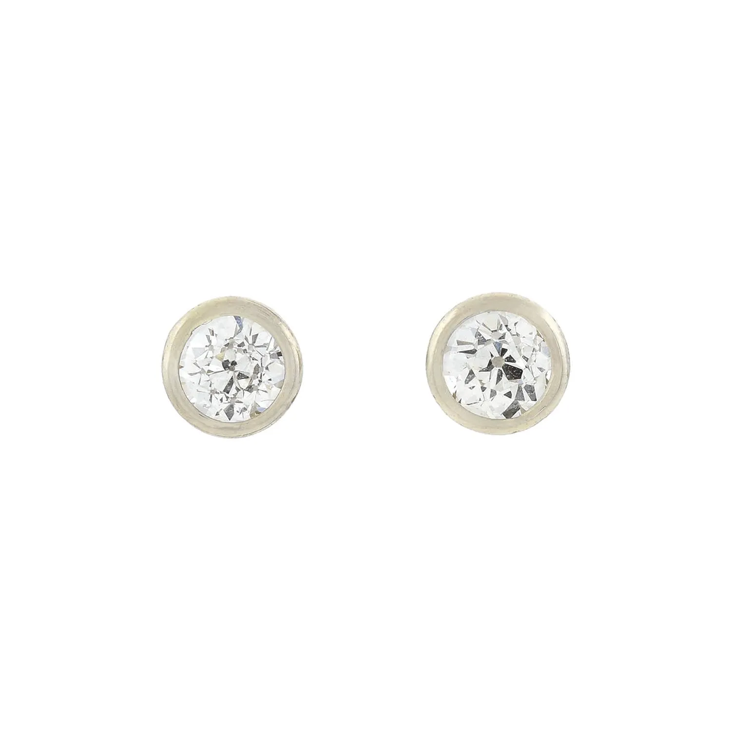 Estate Platinum/14kt   Diamond Stud Earrings 0.85ctw