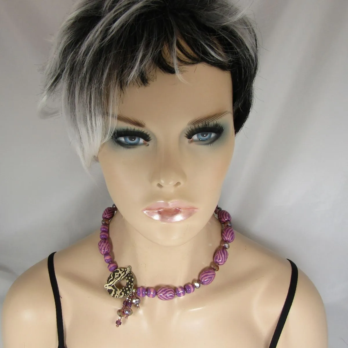 Fair Trade Lilac Bead Kazuri Handmade Necklace