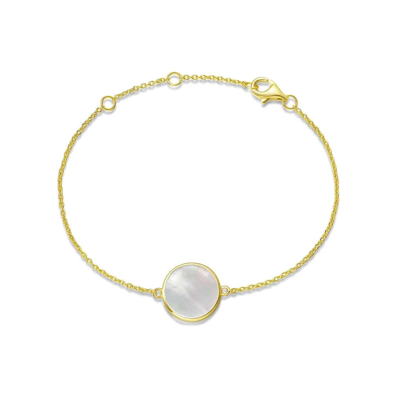 FANCIME Genuine Mother of Pearl 14K Solid Yellow Gold Bracelet