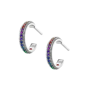 FColours of Love 18ct White Gold Multicolour Gemstone Hoop Earrings