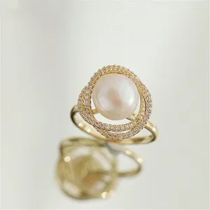 Finger Rings Charm Jewelry Classic Pearl Flower Fashion EOS0156