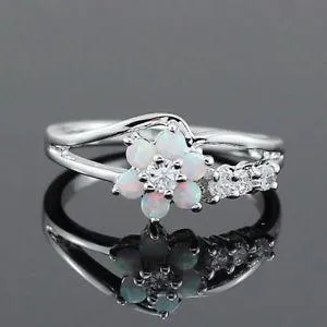 Flower October Birthstone Ring