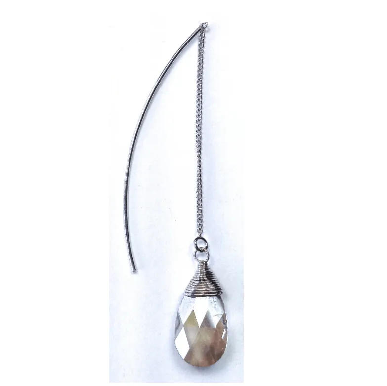 Glass Teardrop Threader Earring