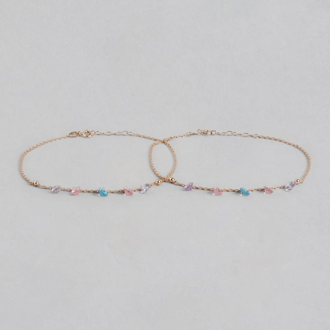 Gleaming Cascades Rose Gold-Plated 925 Sterling Silver Anklet