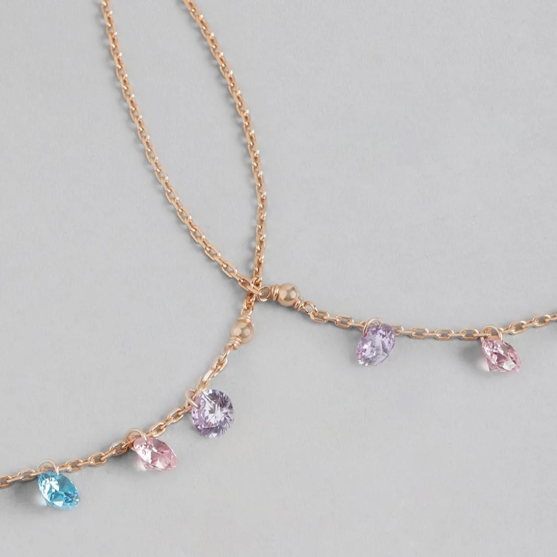 Gleaming Cascades Rose Gold-Plated 925 Sterling Silver Anklet