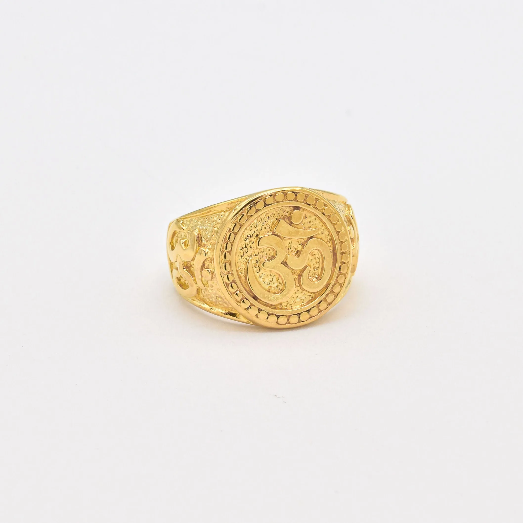 Gold Om Ring - Chunky Ohm Ring - Buddhist Meditation Ring