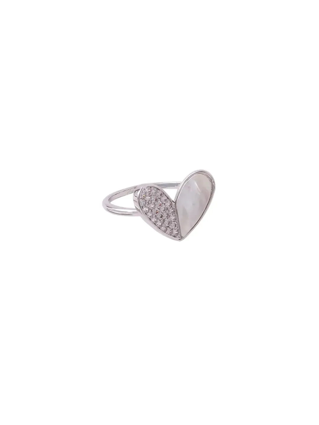 Gold Plated and white CZ Studded adjustable finger ring