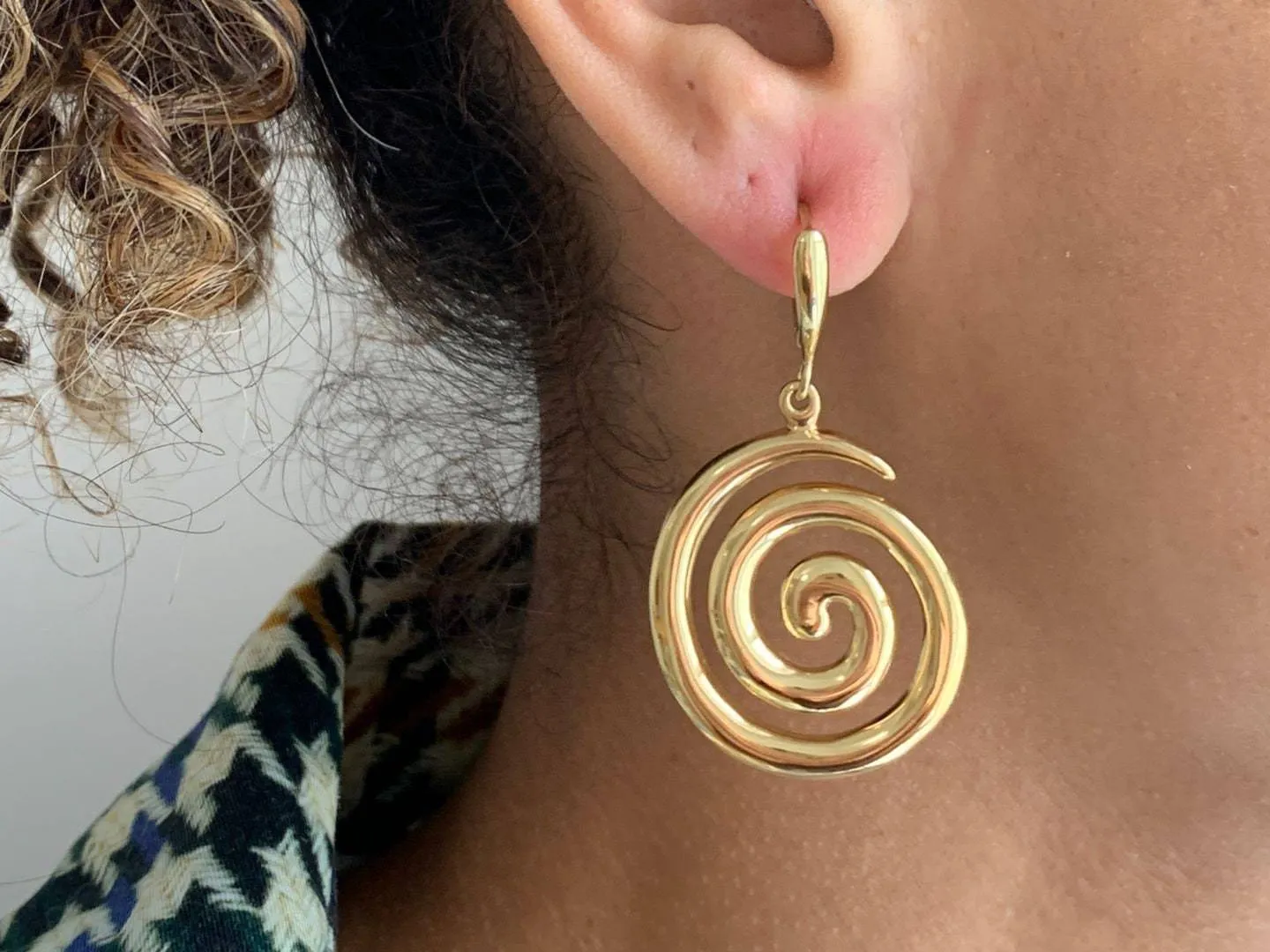 Gold Spiral Earrings - Swirl Gold Earrings, Gold Dangling Statement Earrings