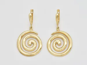 Gold Spiral Earrings - Swirl Gold Earrings, Gold Dangling Statement Earrings