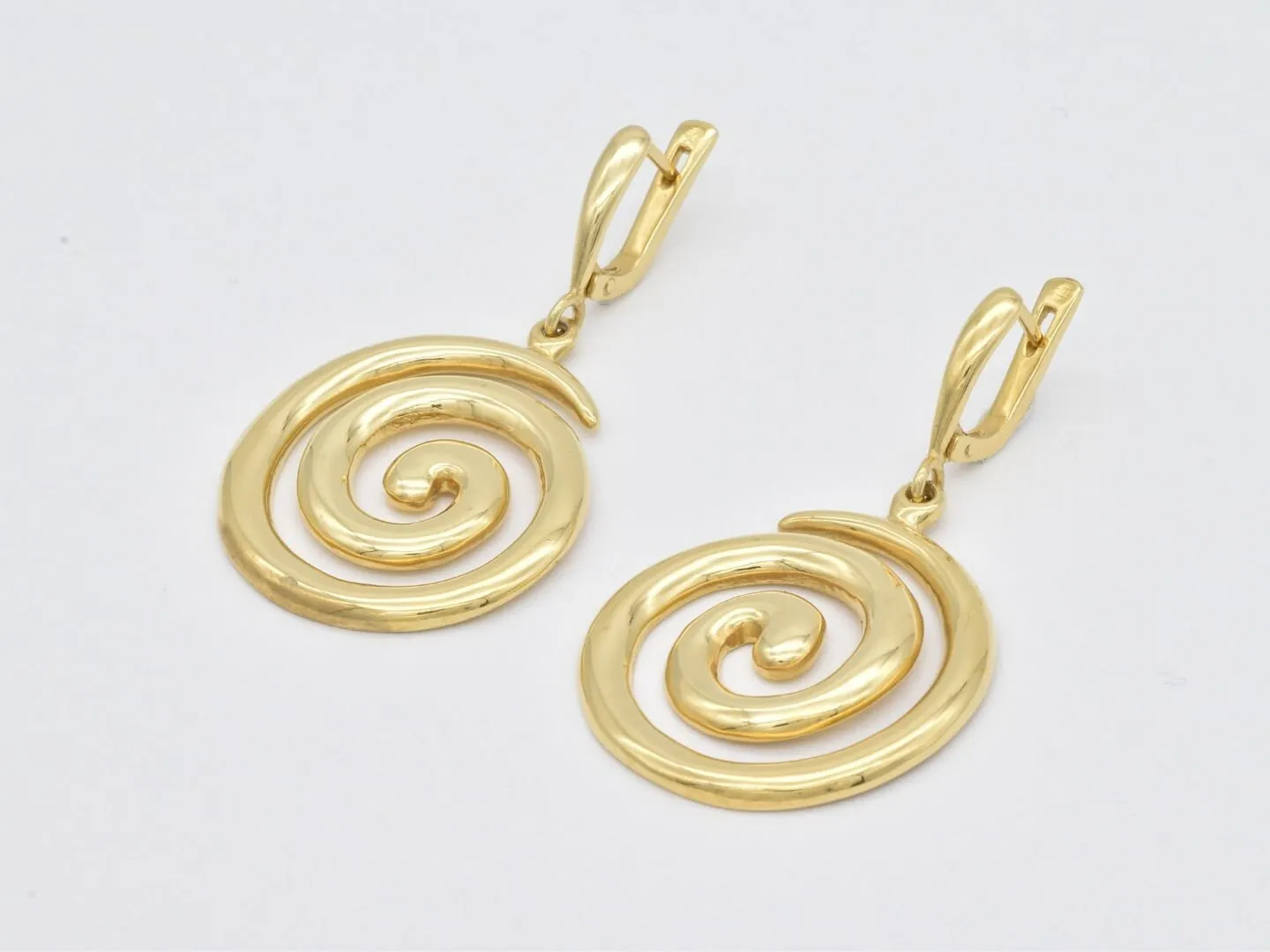 Gold Spiral Earrings - Swirl Gold Earrings, Gold Dangling Statement Earrings