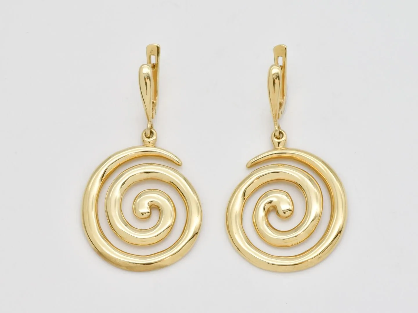 Gold Spiral Earrings - Swirl Gold Earrings, Gold Dangling Statement Earrings