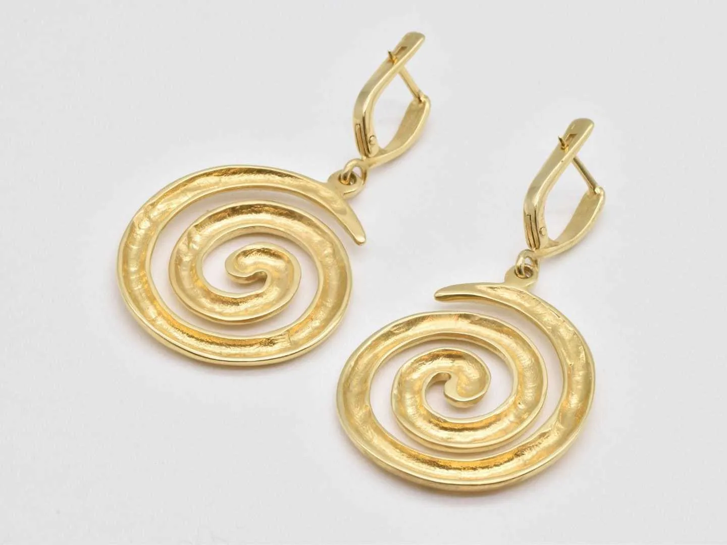 Gold Spiral Earrings - Swirl Gold Earrings, Gold Dangling Statement Earrings