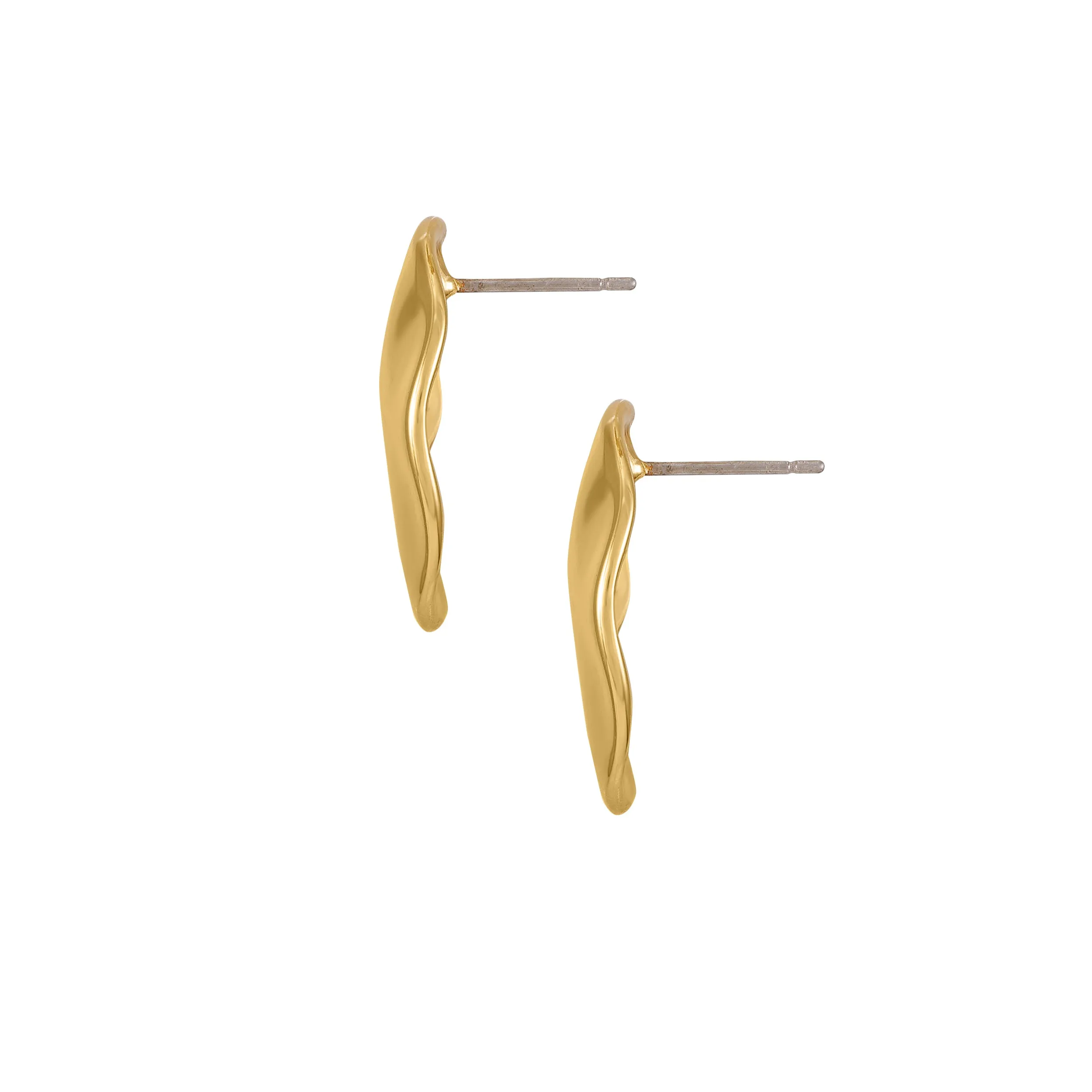 Goldtone Organic Round Button Earrings