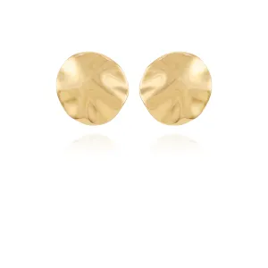 Goldtone Organic Round Button Earrings