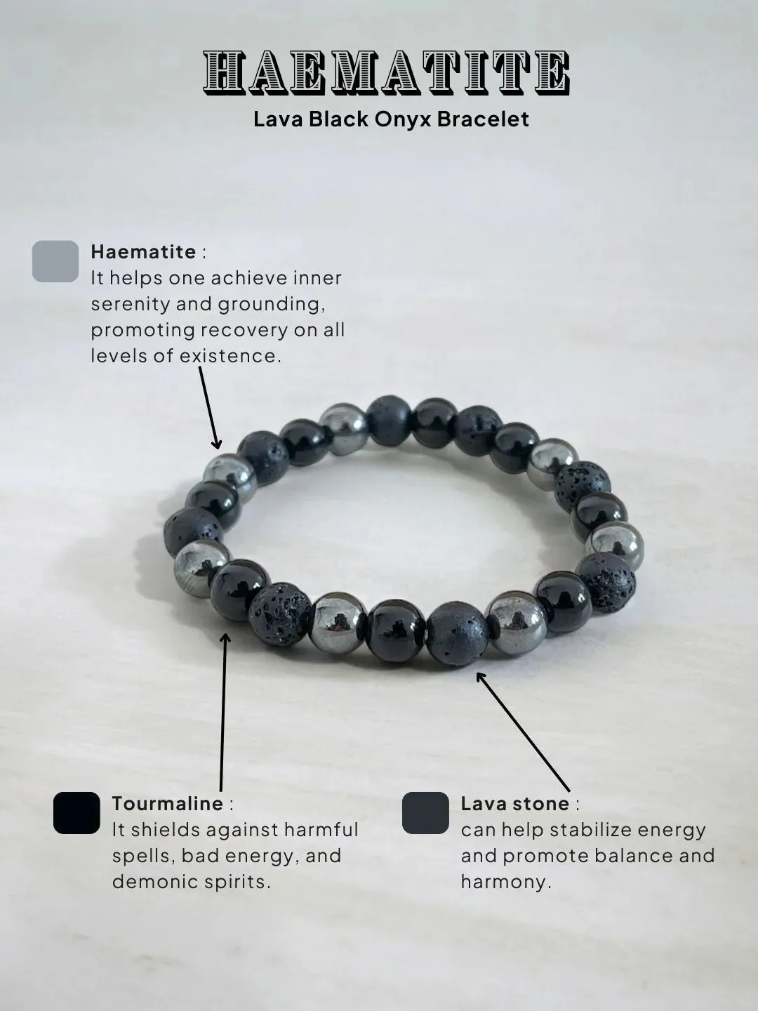 Haematite Lava Black Onyx Bracelet