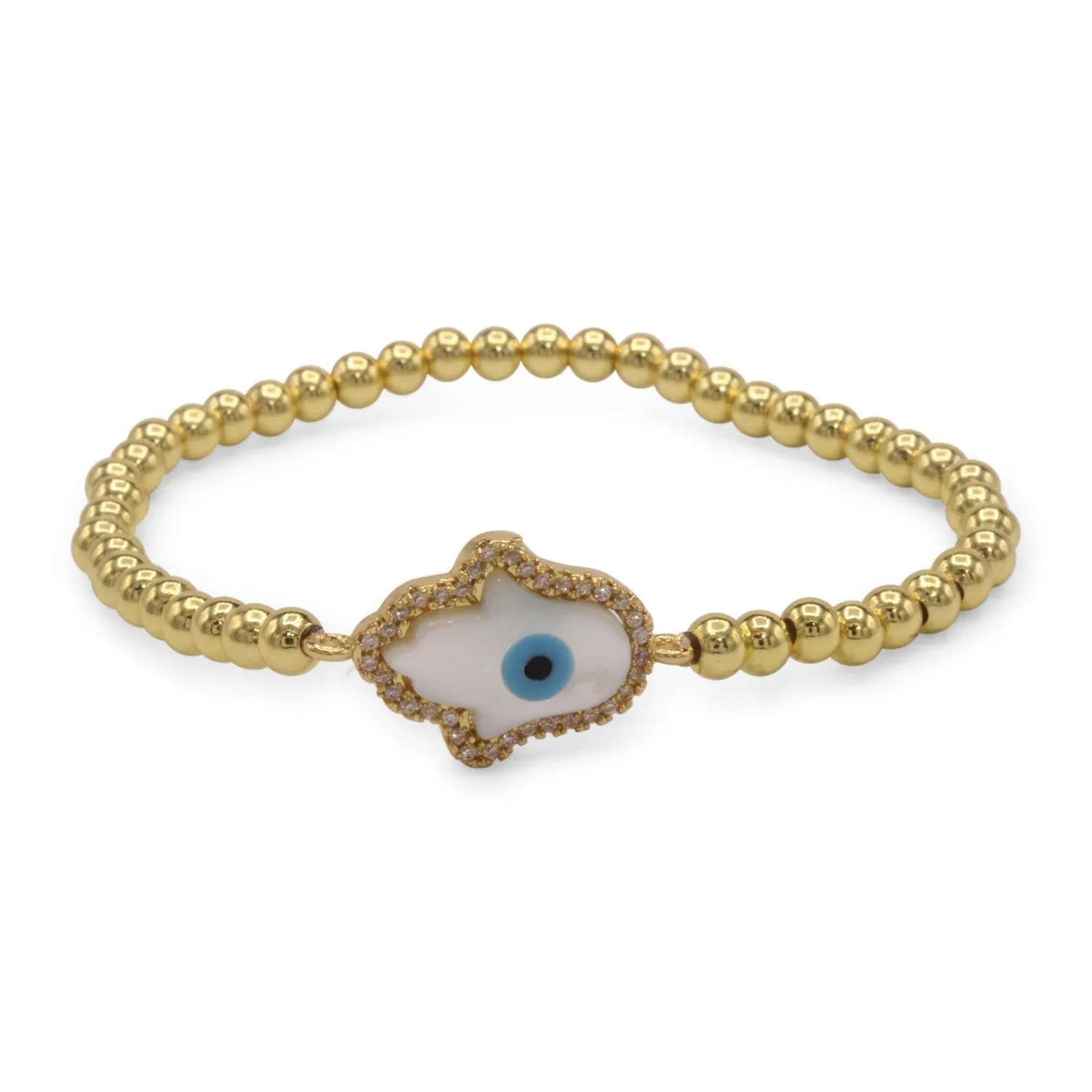 Hamsa Evil Eye Charm Bracelet CZ