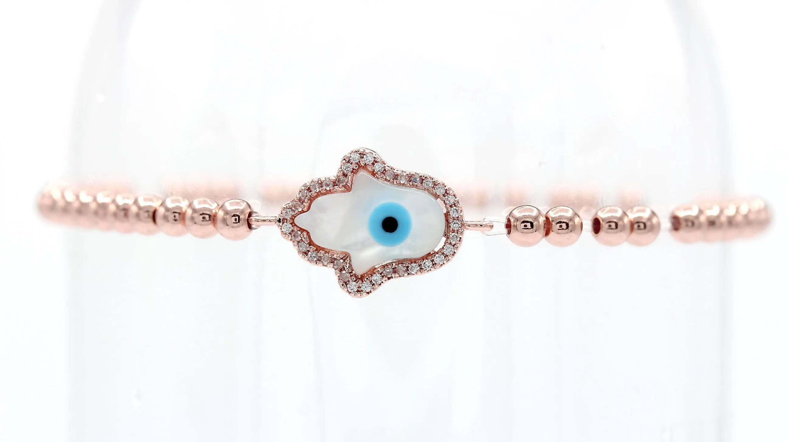 Hamsa Evil Eye Charm Bracelet CZ