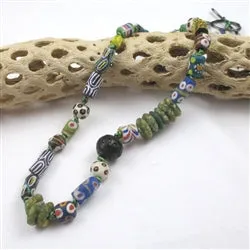 Handmade African  Multi-colored Trade Bead Ghana Necklace