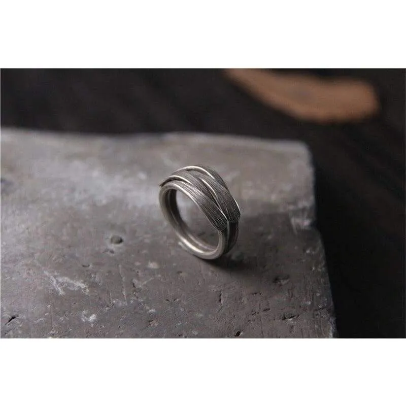 Handmade Thai Silver Woven Band Rings Women 100% Pure Sterling Silver 925 Black Antique Thai Silver Female Jewelry Free Box Gift