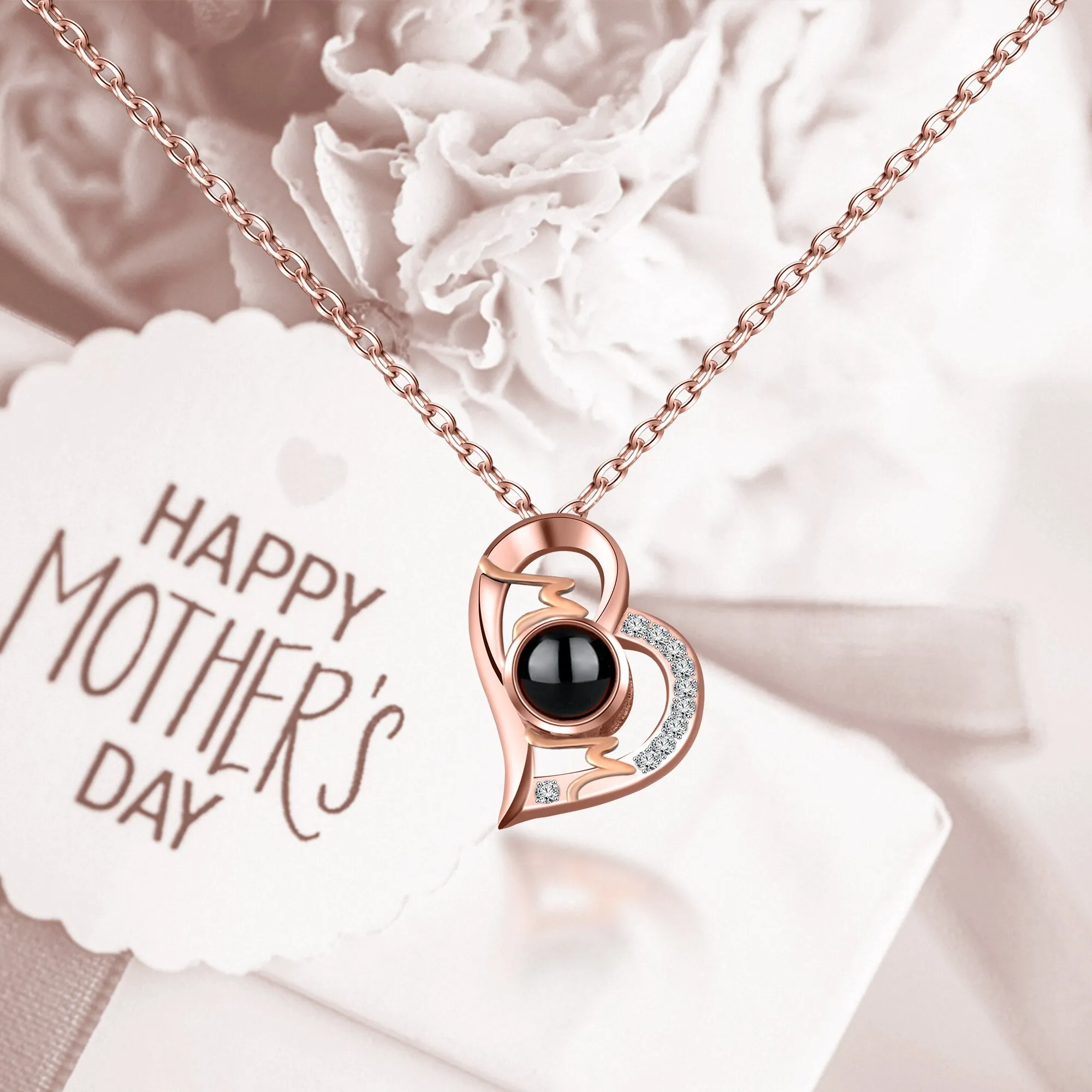 Heart Projection Necklace Personalized Photo MOM Pendant