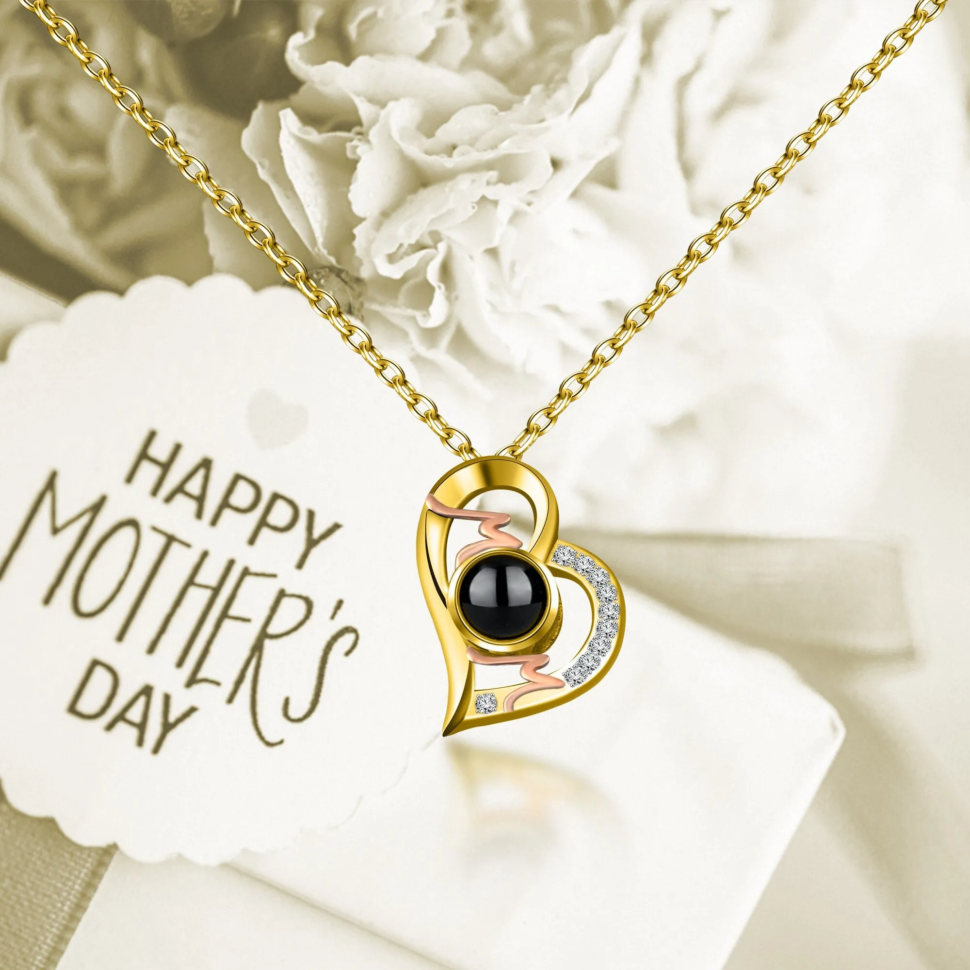 Heart Projection Necklace Personalized Photo MOM Pendant