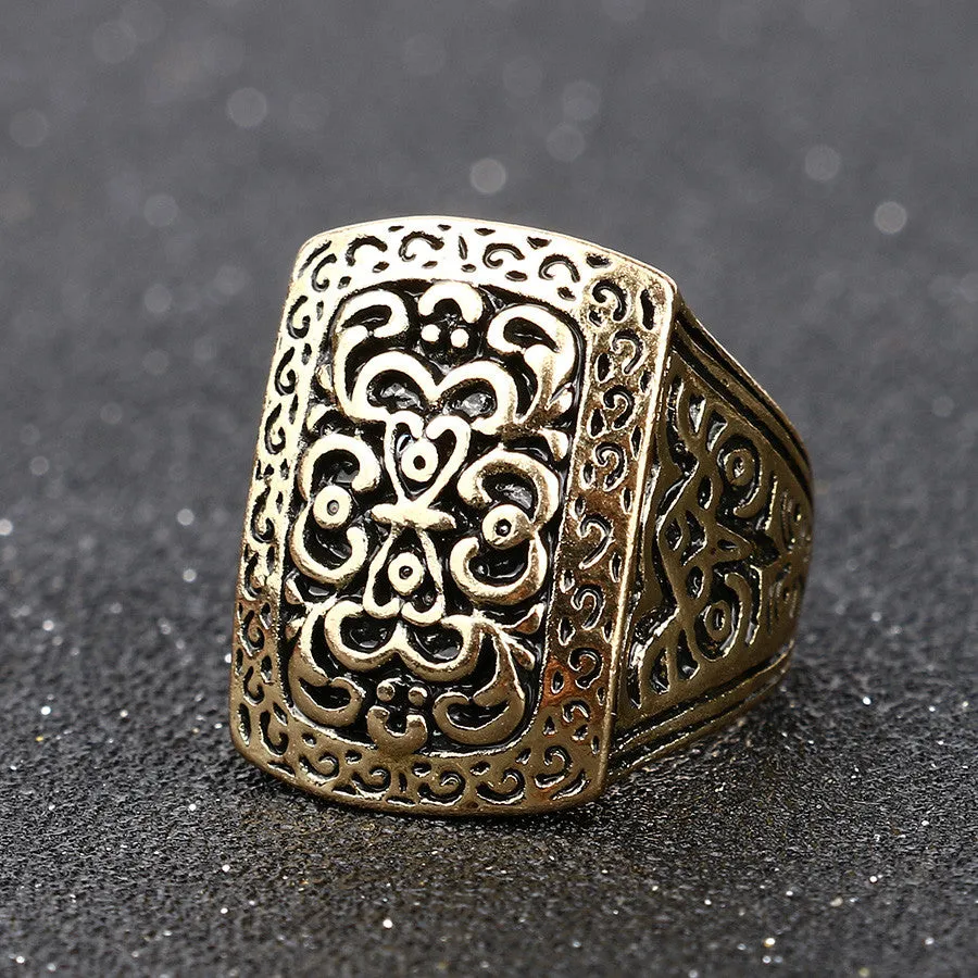 Hot Vintage Jewelry Big Antique Rings For Men Plating Silver And Gold Luxury Fantastic Gift