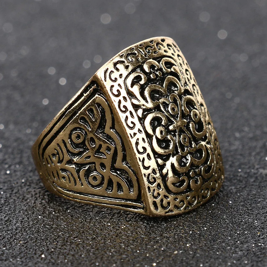 Hot Vintage Jewelry Big Antique Rings For Men Plating Silver And Gold Luxury Fantastic Gift