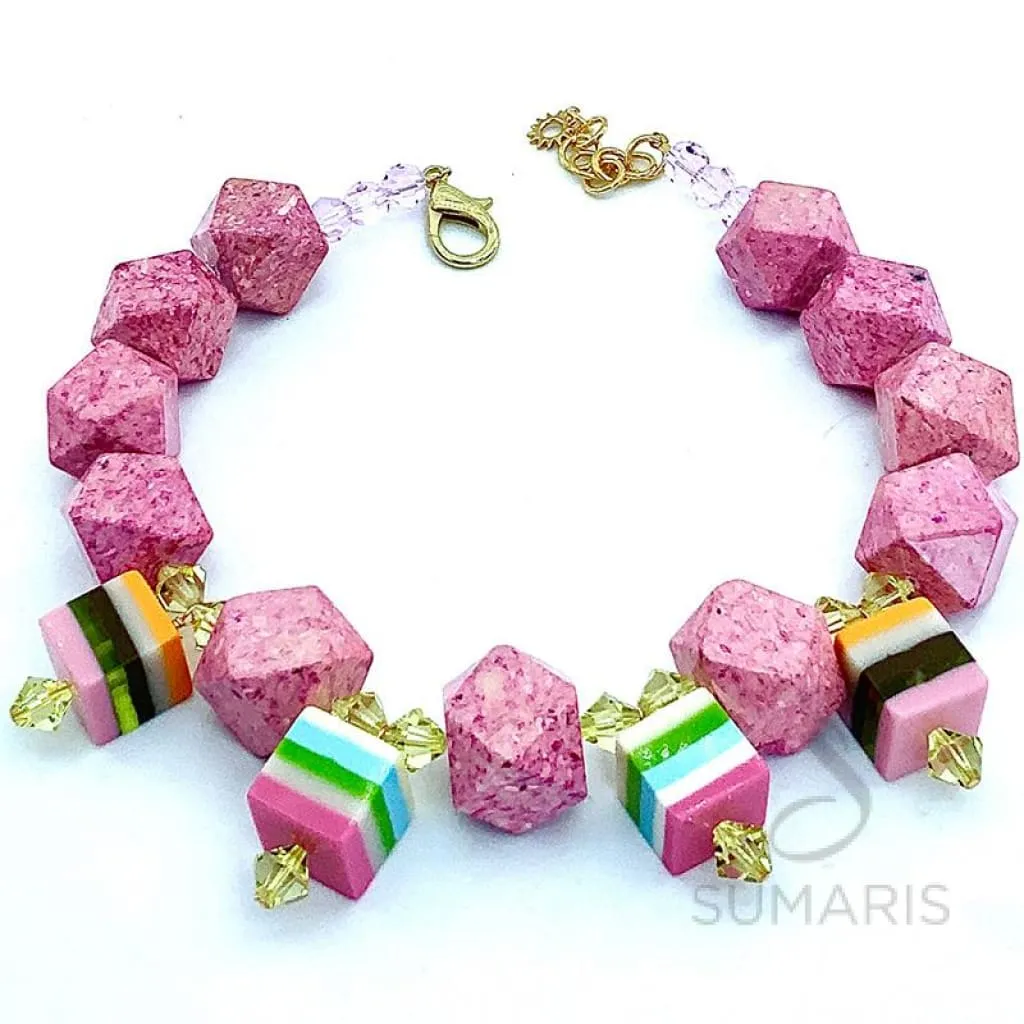 JELLO SHOTS PINK/YELLOW LIMITED EDITION STATEMENT NECKLACE