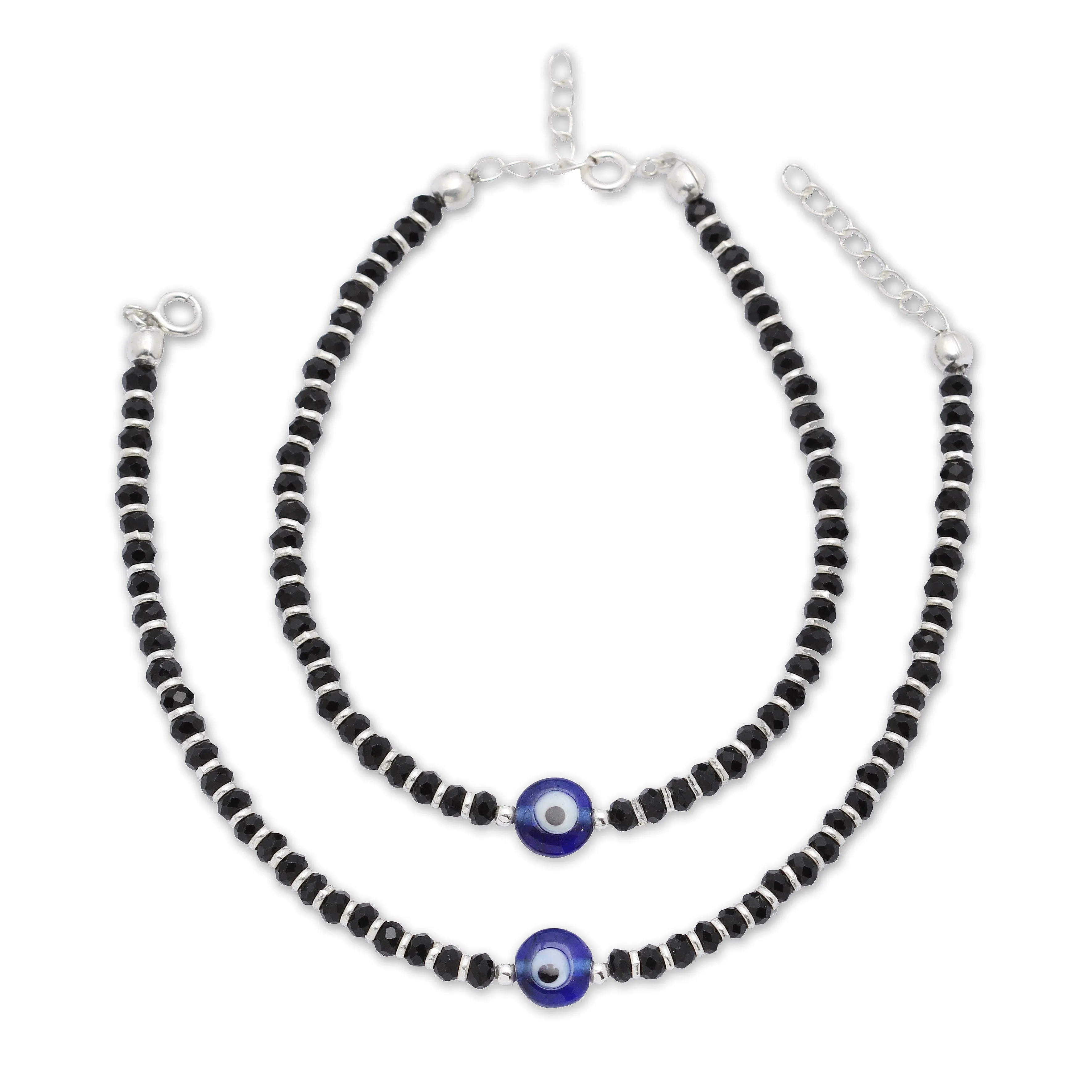 Kids Silver Nazariya Evil Eye Anklet