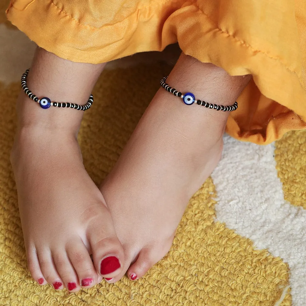 Kids Silver Nazariya Evil Eye Anklet