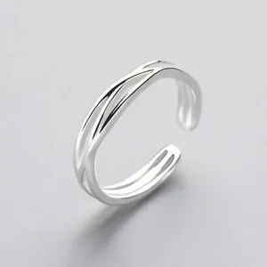 Korean Style Minimalist Geometric Rings for Women Cross Irregular Adjustable Simple Finger Ring Hip Hop Punk Open Ring Jewelry