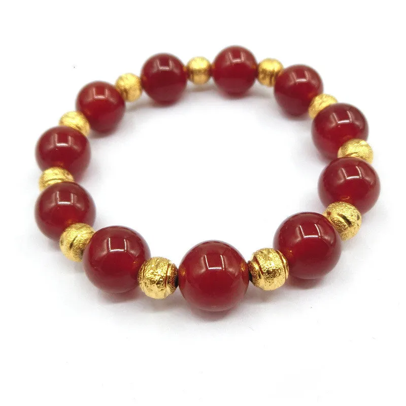 Ladies Hand String With Red Agate Stone Beads