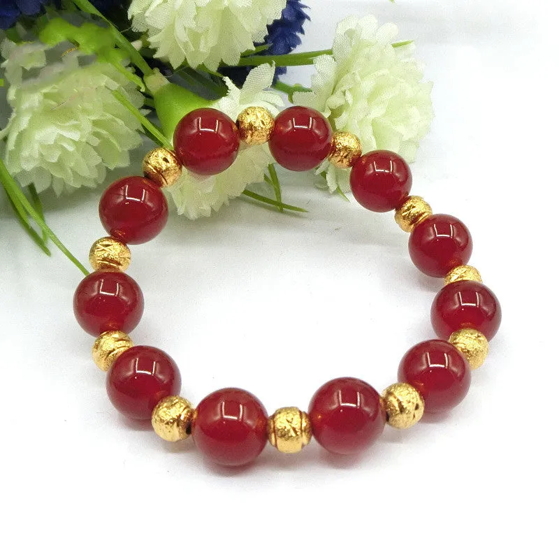 Ladies Hand String With Red Agate Stone Beads