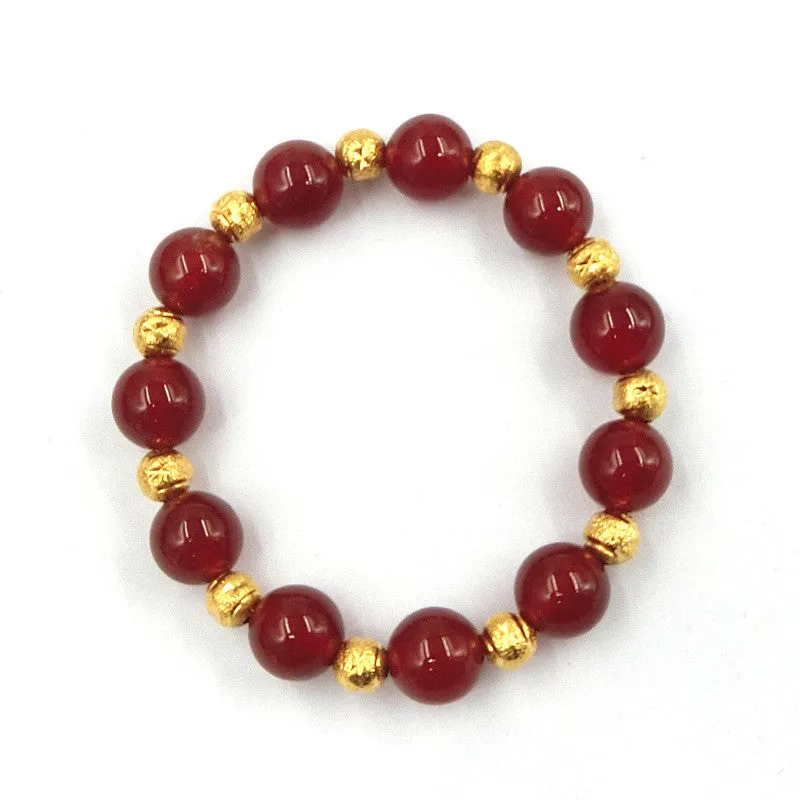 Ladies Hand String With Red Agate Stone Beads