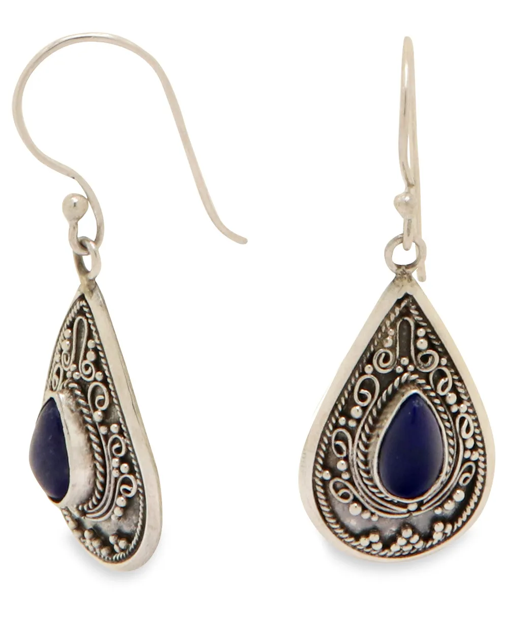 Lapis Gemstone Teardrop Earrings