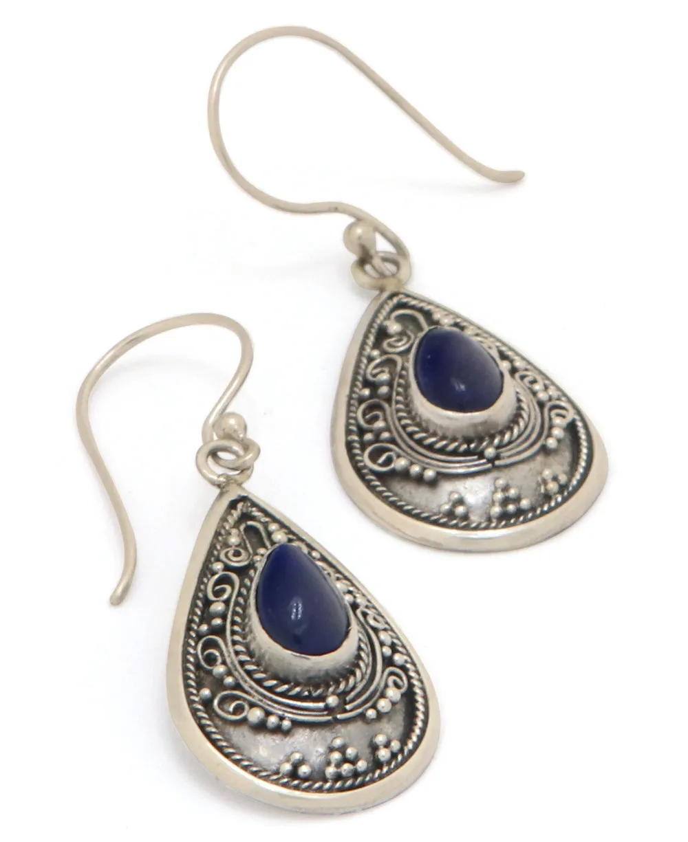 Lapis Gemstone Teardrop Earrings