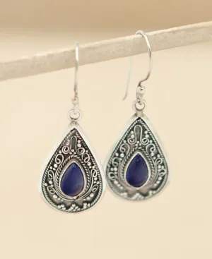 Lapis Gemstone Teardrop Earrings