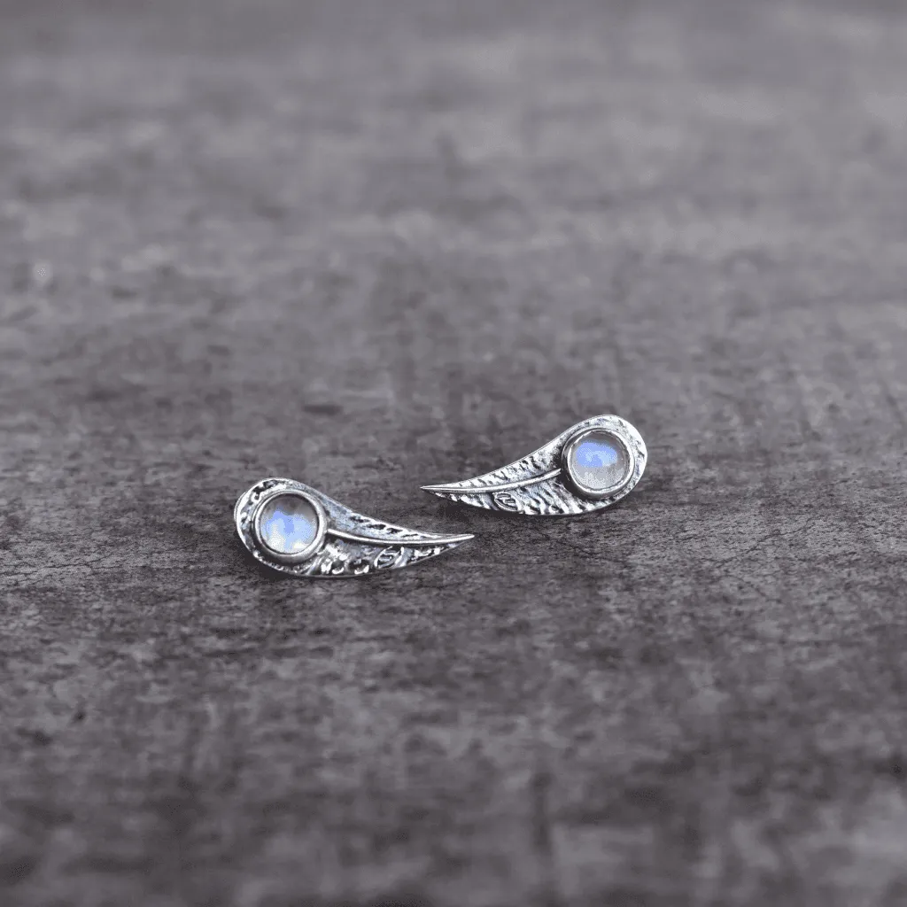 Leaf Bud - Moonstone Earrings