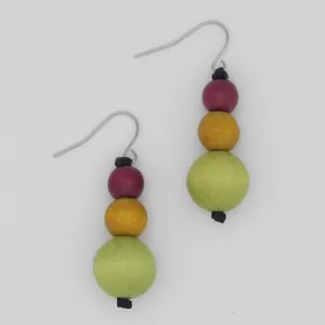 Lime Triple Bead Jasper Earrings