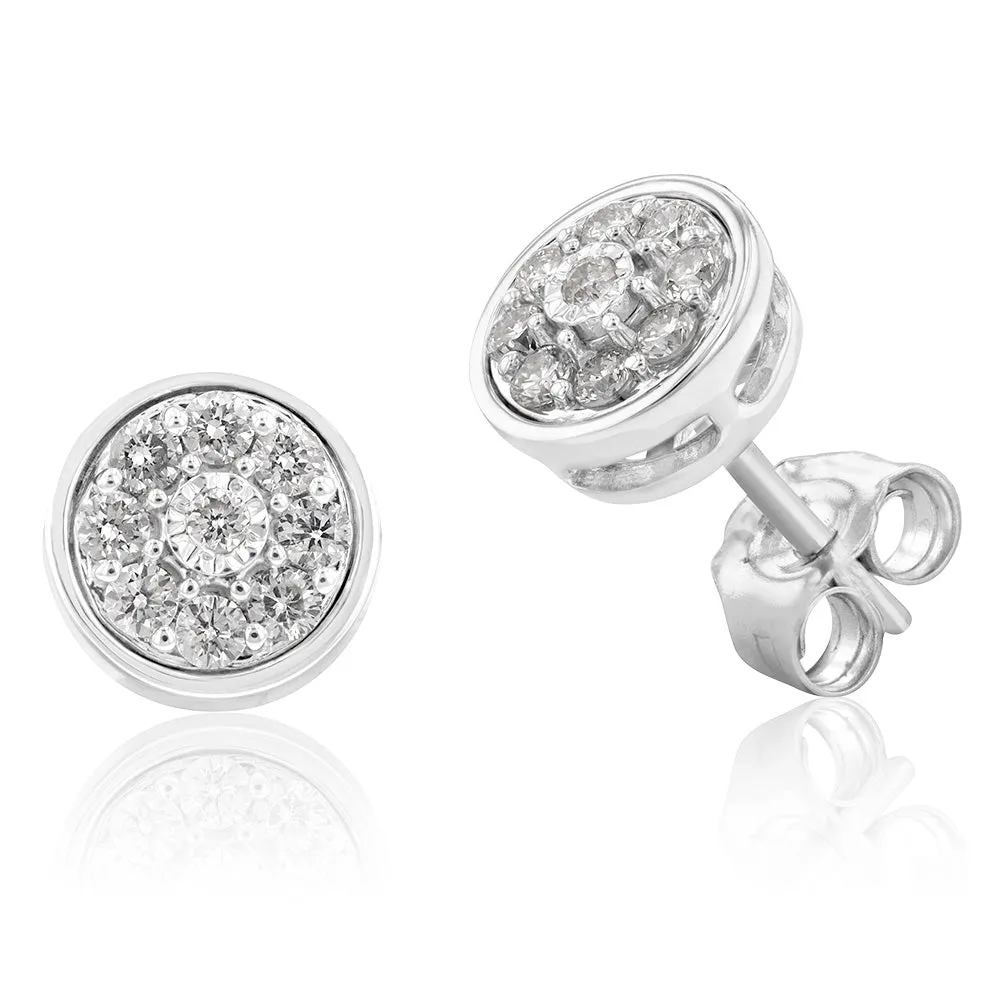 Luminesce Lab Grown 1/4 Carat Diamond Cluster Silver Studs