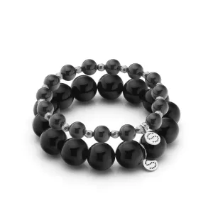 Luna Bracelet Set / Black Onyx   Silver