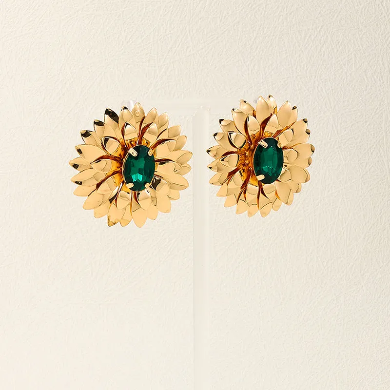 Luxurious Vienna Verve Metal Sunflower Earrings - Wholesale Set of 2