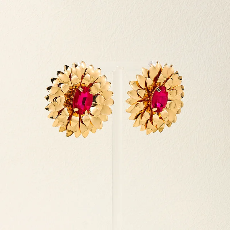 Luxurious Vienna Verve Metal Sunflower Earrings - Wholesale Set of 2