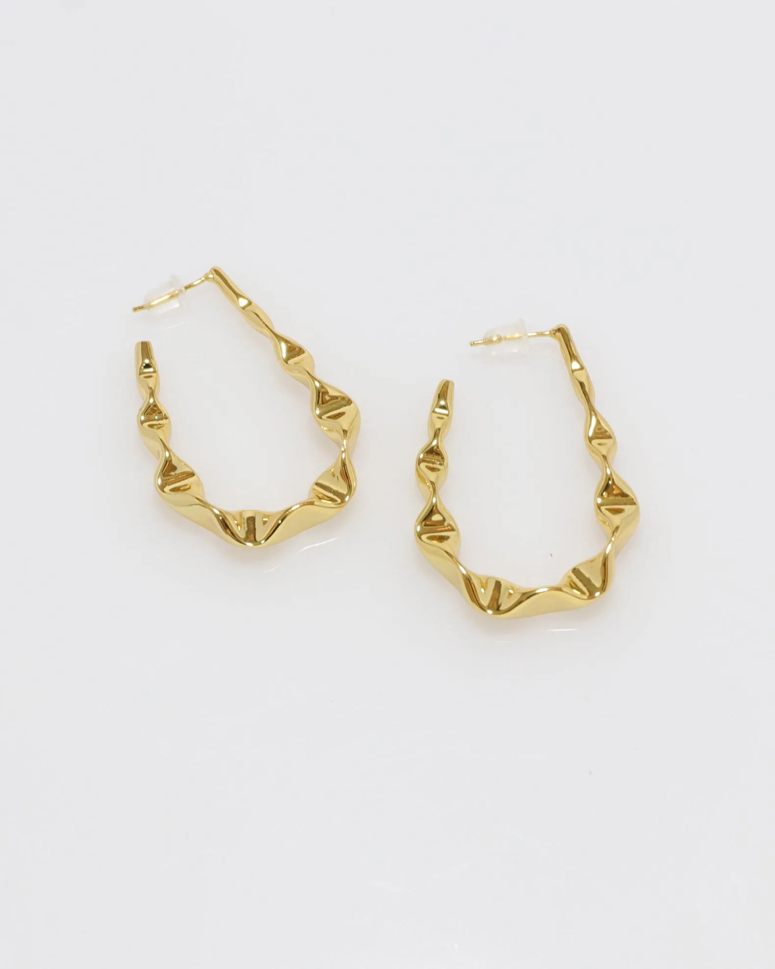 Lyra Gold Irregular Texturised Enveloping Earrings