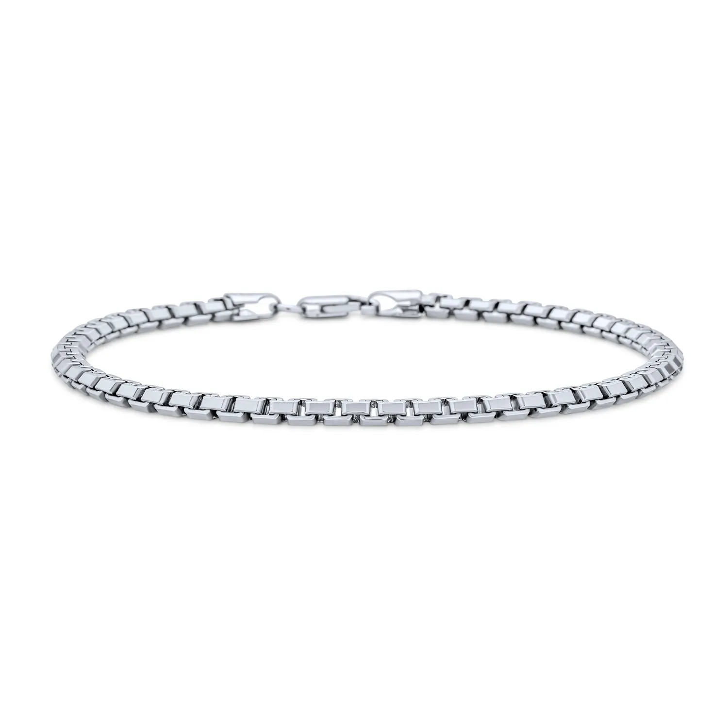 Men's Heavy Franco Square Chain Link Bracelet Rhodium  Silver 8-9 Inch