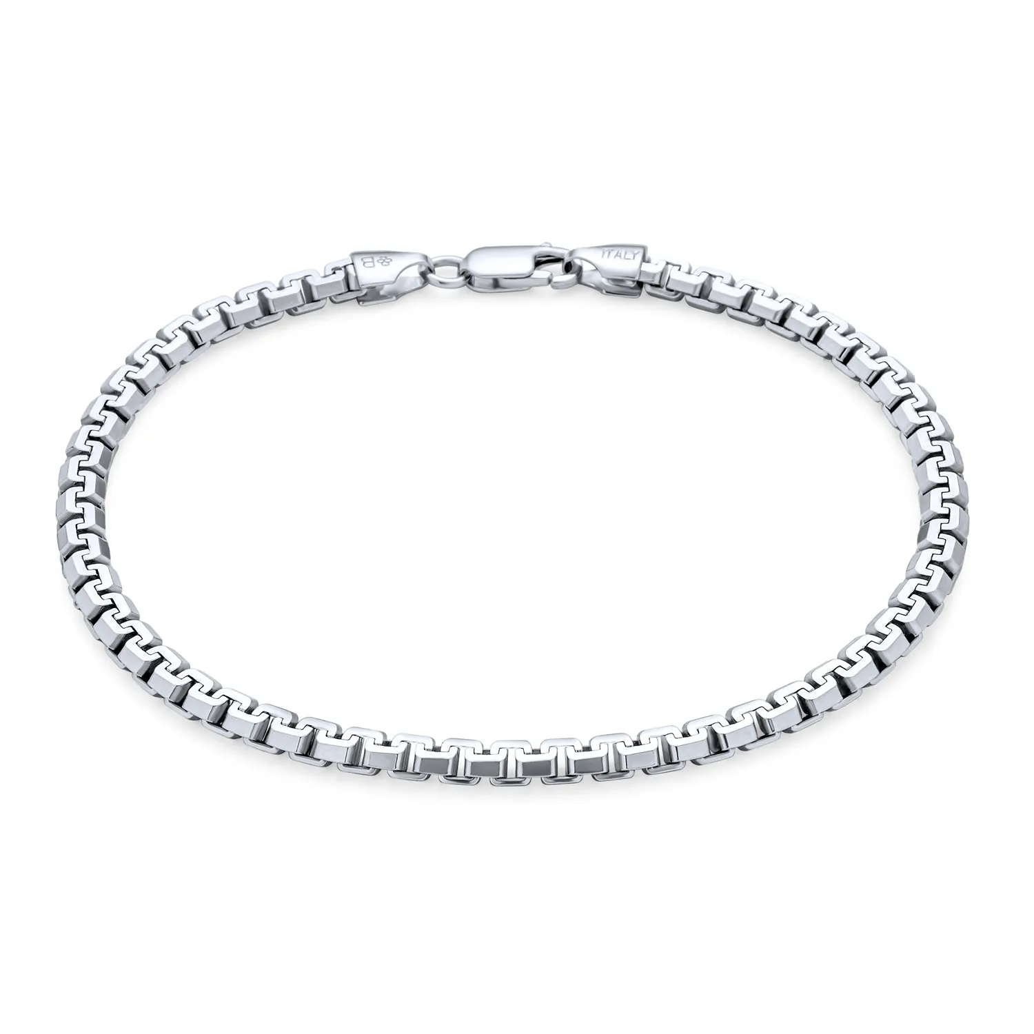 Men's Heavy Franco Square Chain Link Bracelet Rhodium  Silver 8-9 Inch