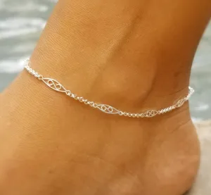 Modern Filigree Anklet / Sterling Silver