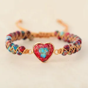 Natural Stone Heart Charm Bracelets