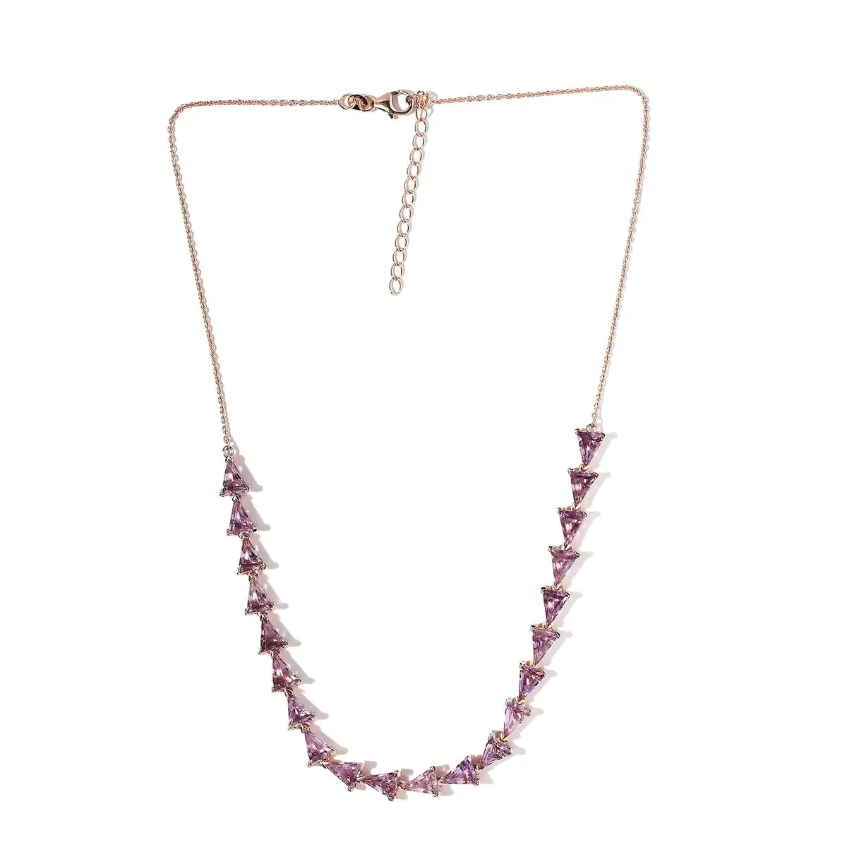 Natural Triangular Amethyst Princess Wedding Statement Necklace For Women - 14k Rose Gold Vermeil Necklace