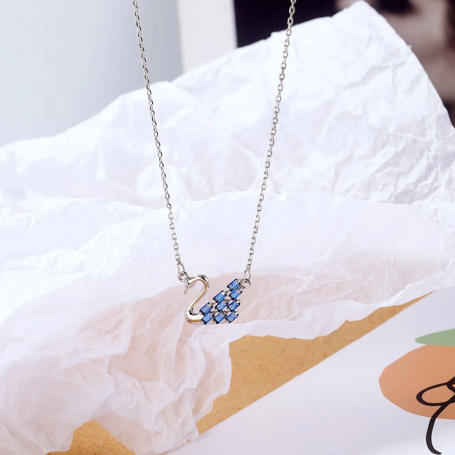 NEHZUS Jewelry Design Sense Blues Spirit Swan Necklace Simple Temperament Collarbone Chain for Girlfriend